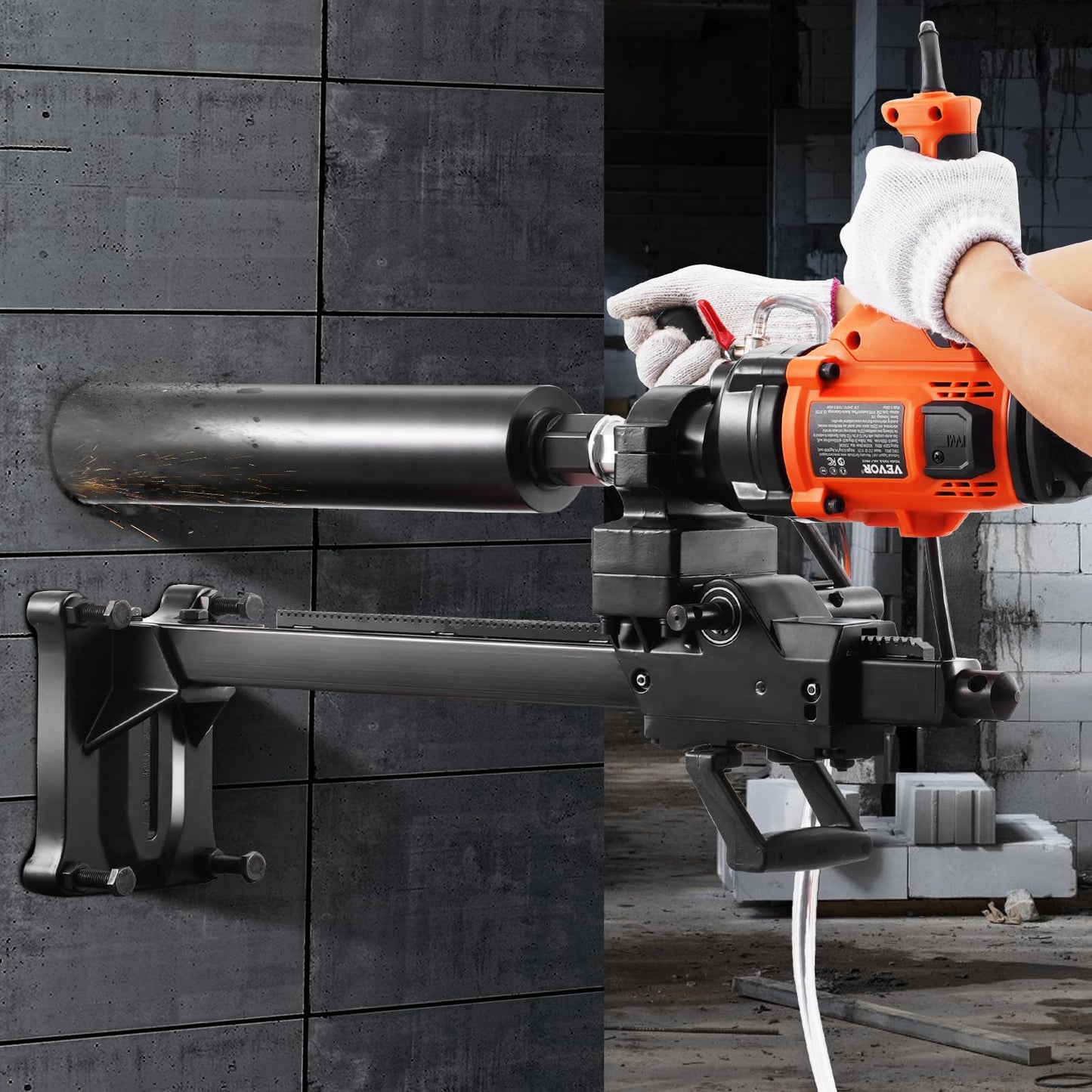 VEVOR 2 in1 Handheld & Stand-Mount Core Drill, 0.8-6.3in Drilling Diameter, 2000W Concrete Core Drill, Variable Speed, 220V, Hammer Drill