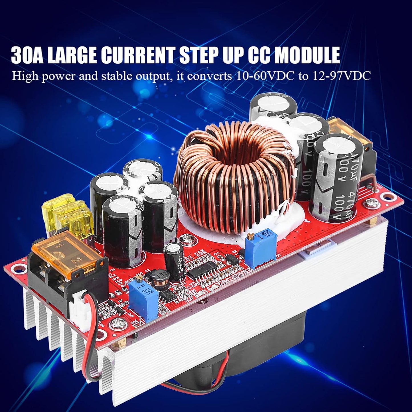 TIKATARER 1500W 10 60V 12 97V DC DC Boost Converter, to Step Up Power Module, with Smart Temperature Control Fan