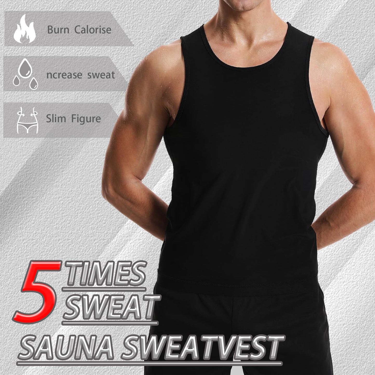 LELTLIMH Sauna Sweat Suits Shirt Vest Waist Trainer for Men Compression Workout Shapewear Excersize Gym Clothes Working Out (No zipper, Silvery, 2XL3XL)