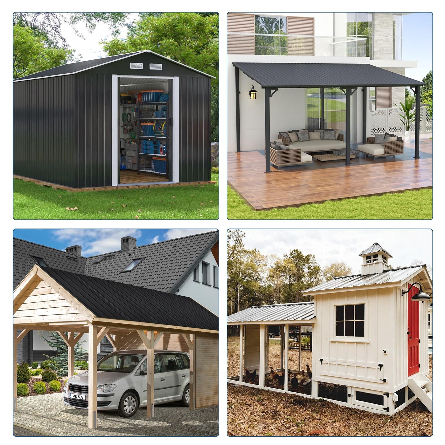 20 pcs Metal Roofing Panels, 5ft Galvanized Steel Corrugated Roof Sheets Gazebo Top Cover Garages, Sheds, Stables Replacement for Patio Outdoor Garden