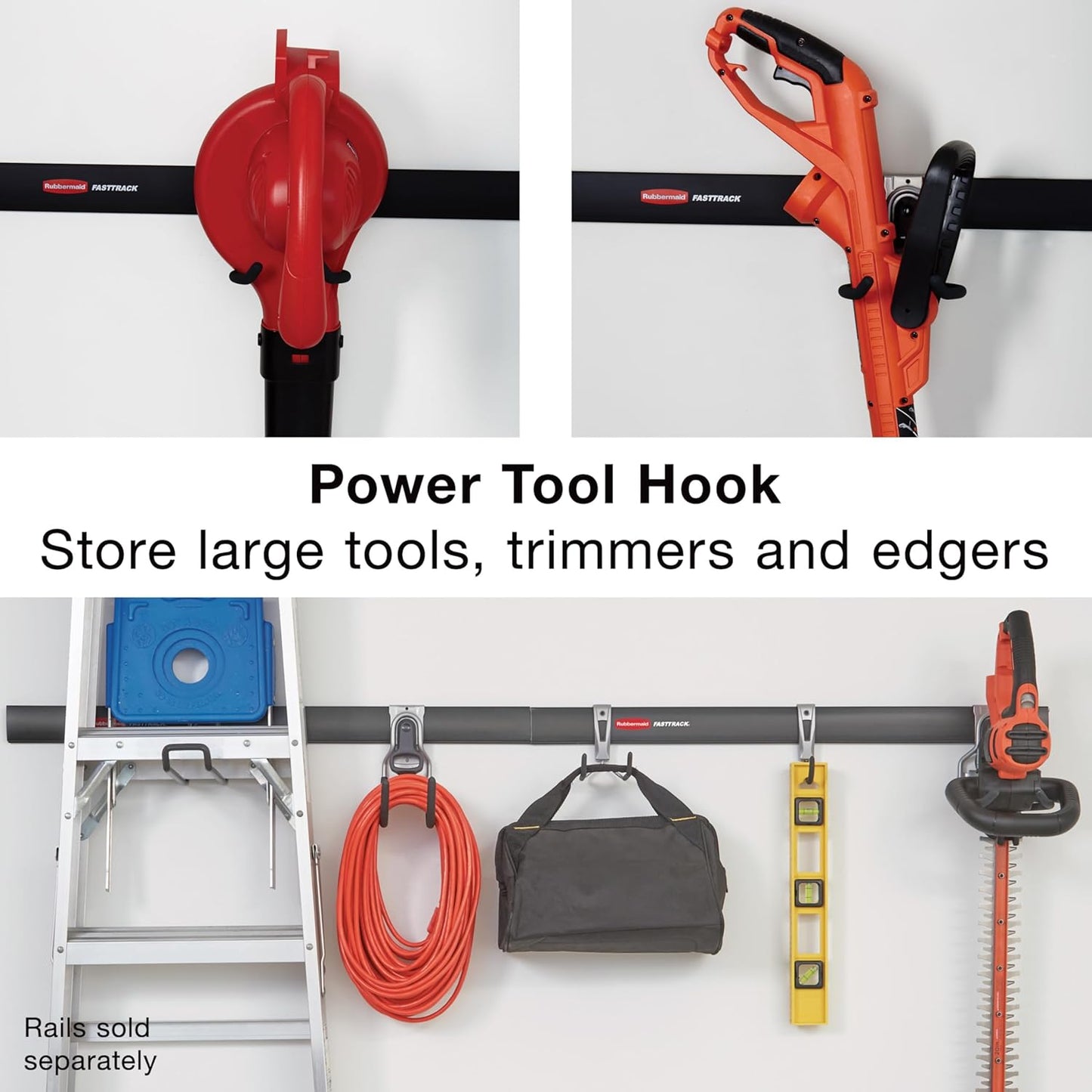 Rubbermaid Garage Power Tool Holder - Wall Mounted Storage System Holds Up to 50 Pounds | Satin Nickel Finish