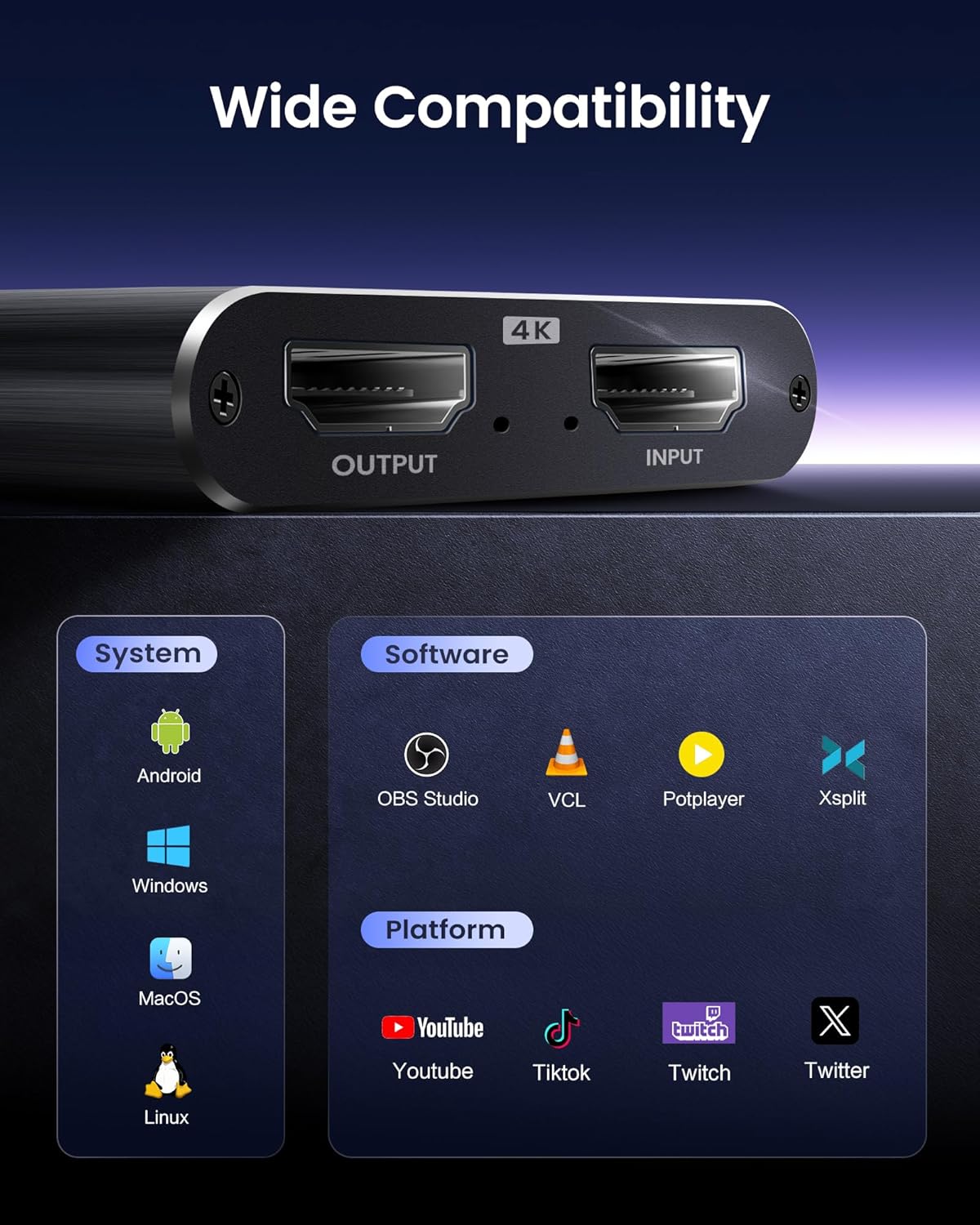 avedio links 4K 1080P 60FPS 3.0/Type-C 4K 2pcs PS5/PS4/Switch/Xbox/PC/Camera/OBS HDMI Capture Card for Streaming, USB