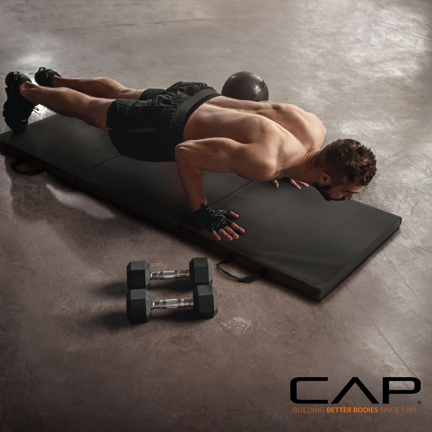 CAP Barbell Folding Exercise Mat – Durable, Anti-Tear, Thick Padding for Fitness, Aerobics, Gymnastics & Home Workouts. 72"L x 24"W x 2"Thick. BLUE