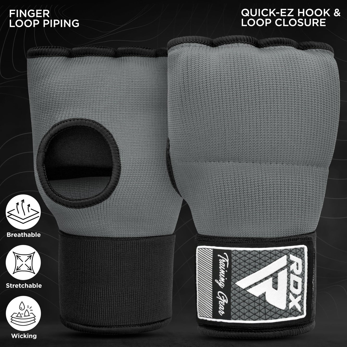RDX Gel Boxing Hand Wraps Inner Gloves Men Women, Quick 100cm Long Wrist Straps, Elasticated Padded Fist Under Mitts Protection, Muay Thai MMA Kickboxing Martial Arts