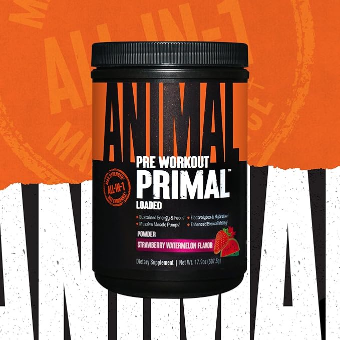 Animal Primal Muscle Hydration + Preworkout Powder ??Contains Beta Alanine, 3DPump, Caffeine & Electrolytes ??Improves Energy, Focus, Endurance & Absorption ??Strawberry Watermelon Flavor, 17.9 oz