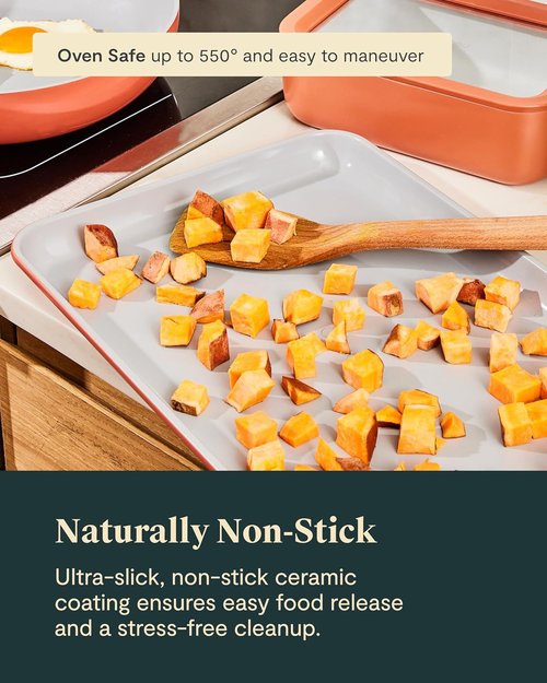 Caraway Non-Stick Ceramic Baking Sheet - Non-Toxic & PTFE Free - Ideal for Baking & Roasting - Medium (15" x 10") - Slate