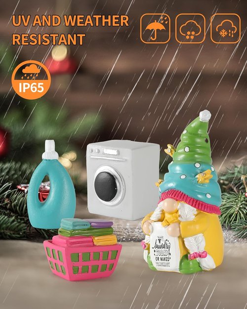 iStatue 4-Pack Mini Resin Gnome Figurines - Cute Spring Laundry Room Decor - 5'' Size