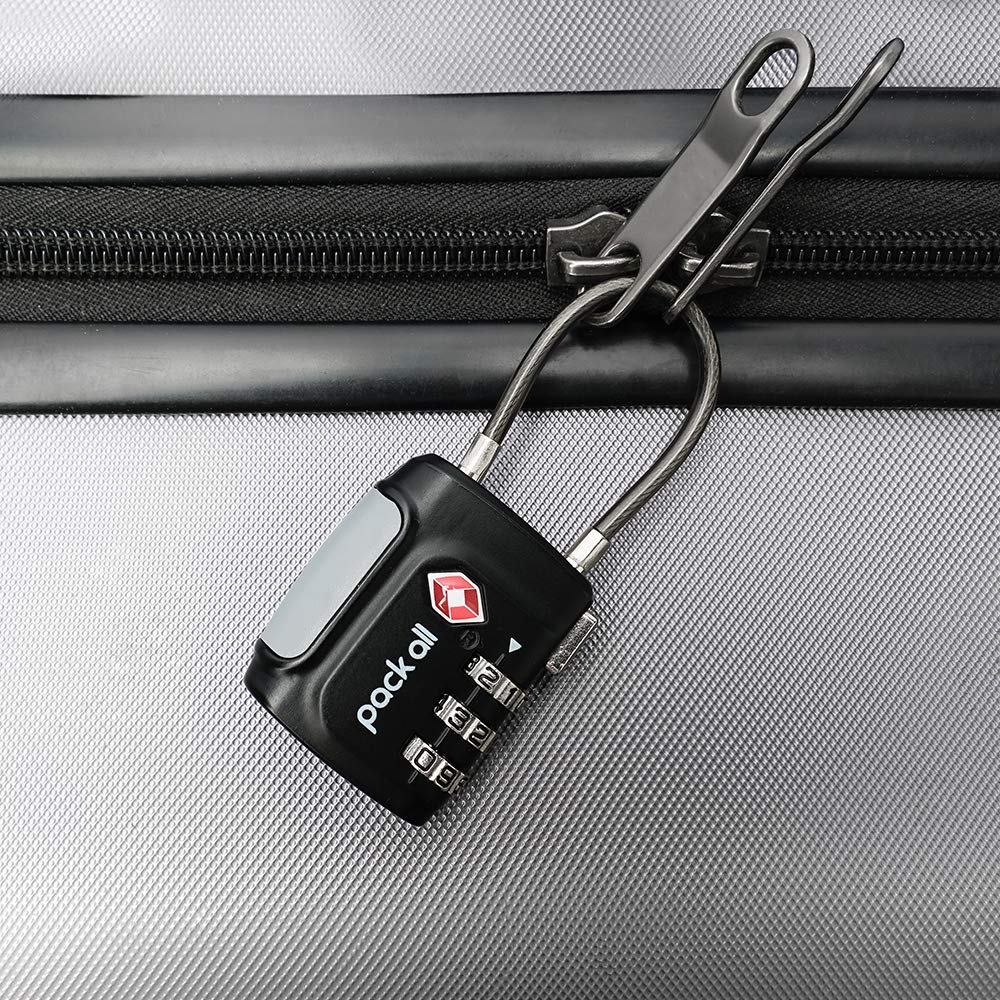 pack all Travel Accessories Bundle | TSA Cable Locks(4 Pack) & 88 Lbs Luggage Scale(Red)