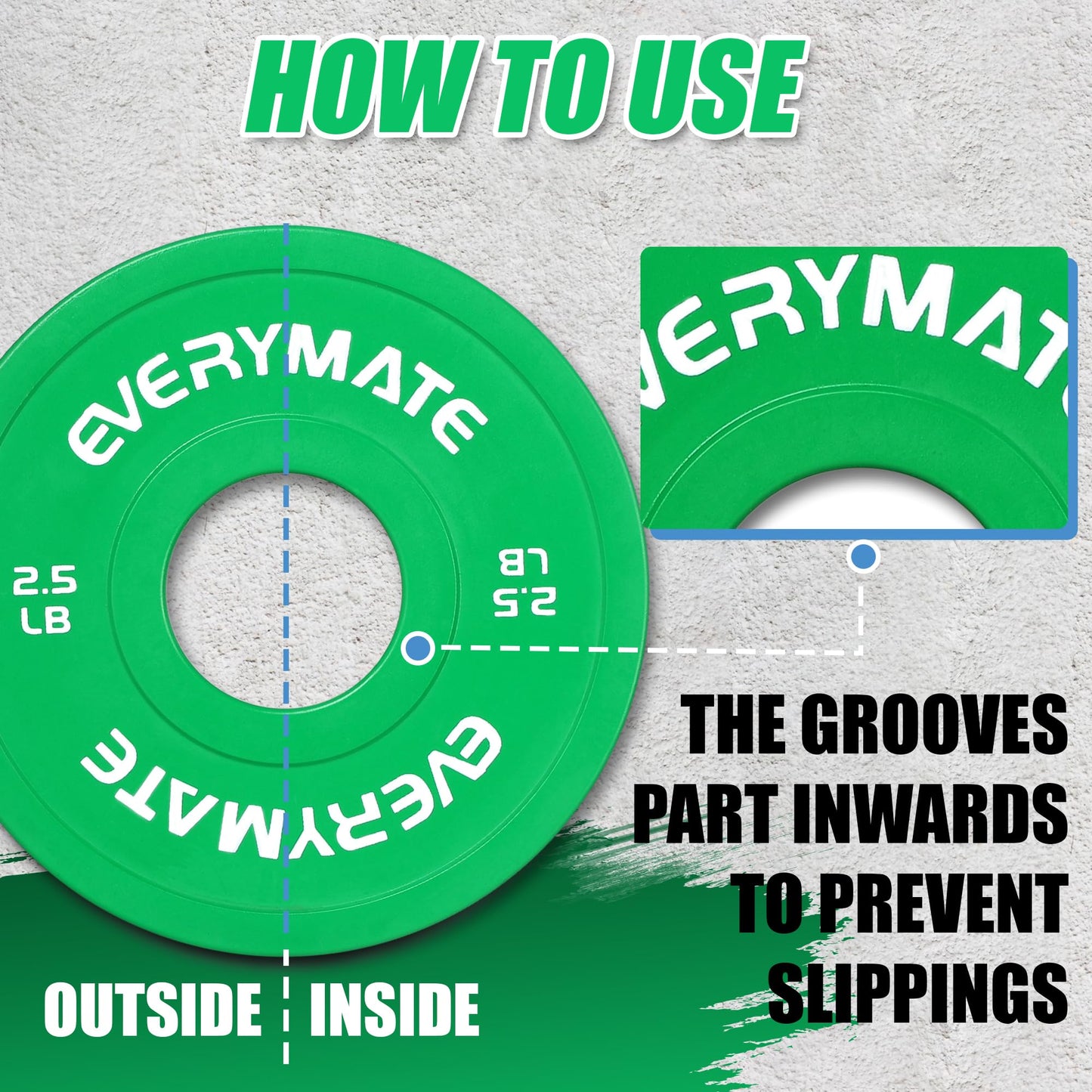 EVERYMATE Change Weight Plates Set 0.25LB,0.5LB1.25LB, 2.5LB, 5LB, Fractional Bumper Plate for Cross Training and Olympic Weightlifting