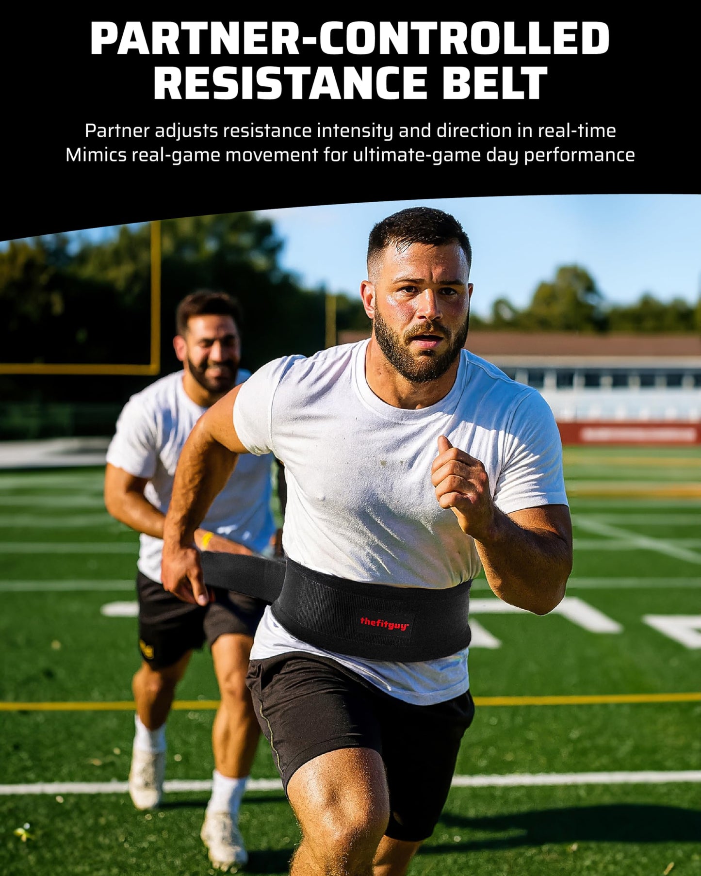 THEFITGUY Coach Speed Training Belt - Non-Elastic Partner Pulling Handles for Multidirectional Overspeed and Sprint Resistance, Ideal for Football, Soccer & Track
