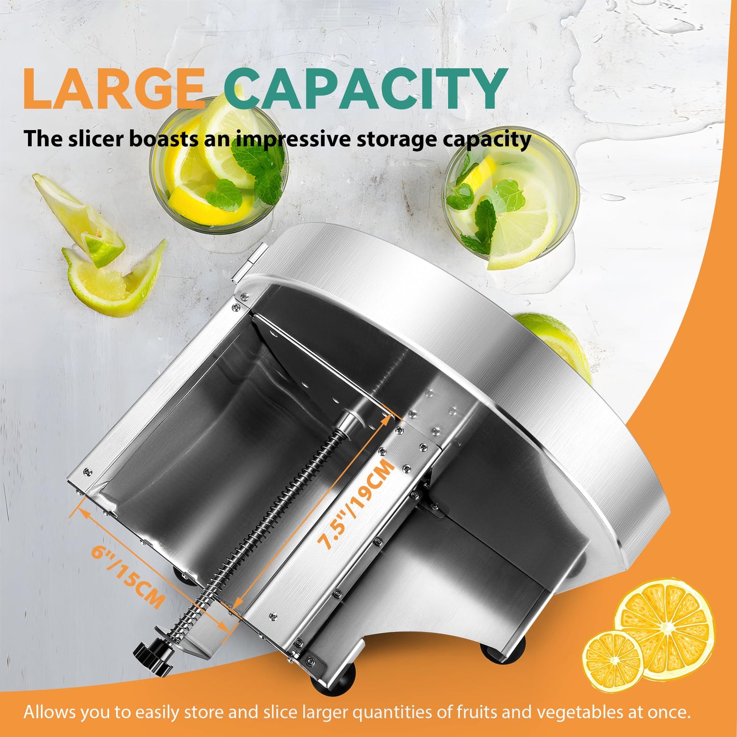 Newhai Manual Vegetable Fruit Slicer 0-12mm(0-0.47’’) Thickness Adjustable Commercial Food Cutter Slicing Machine Stainless Steel for Potatoes Lemon with 2 Spare Blades (Stainless Steel)