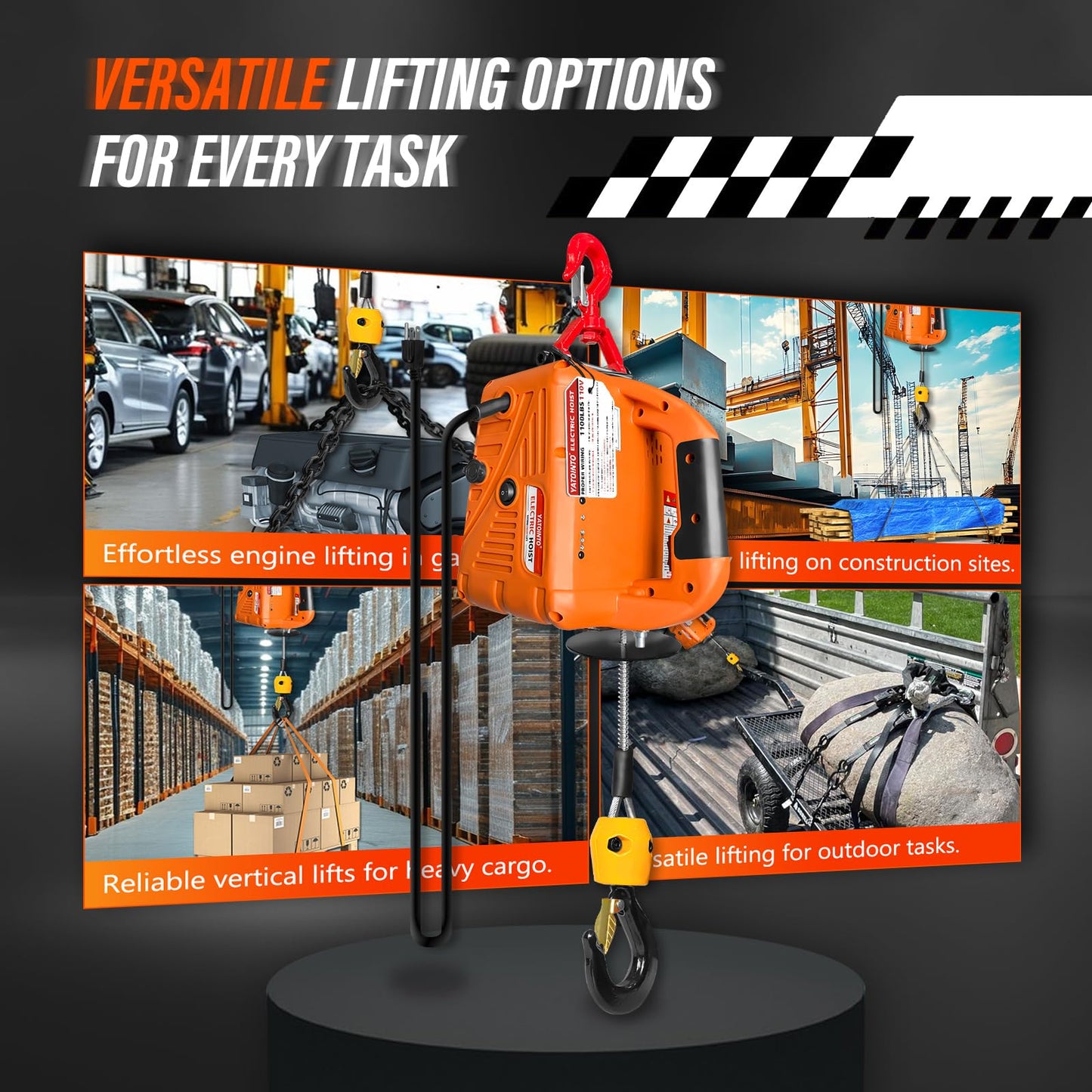 YATOINTO 3-in-1 Electric Hoist Winch, 1540 lbs Lift Capacity, Portable 120V Power Crane with Wired & Wireless Remote, 25 ft Lifting Height, Overload Protection for Towing & Lifting