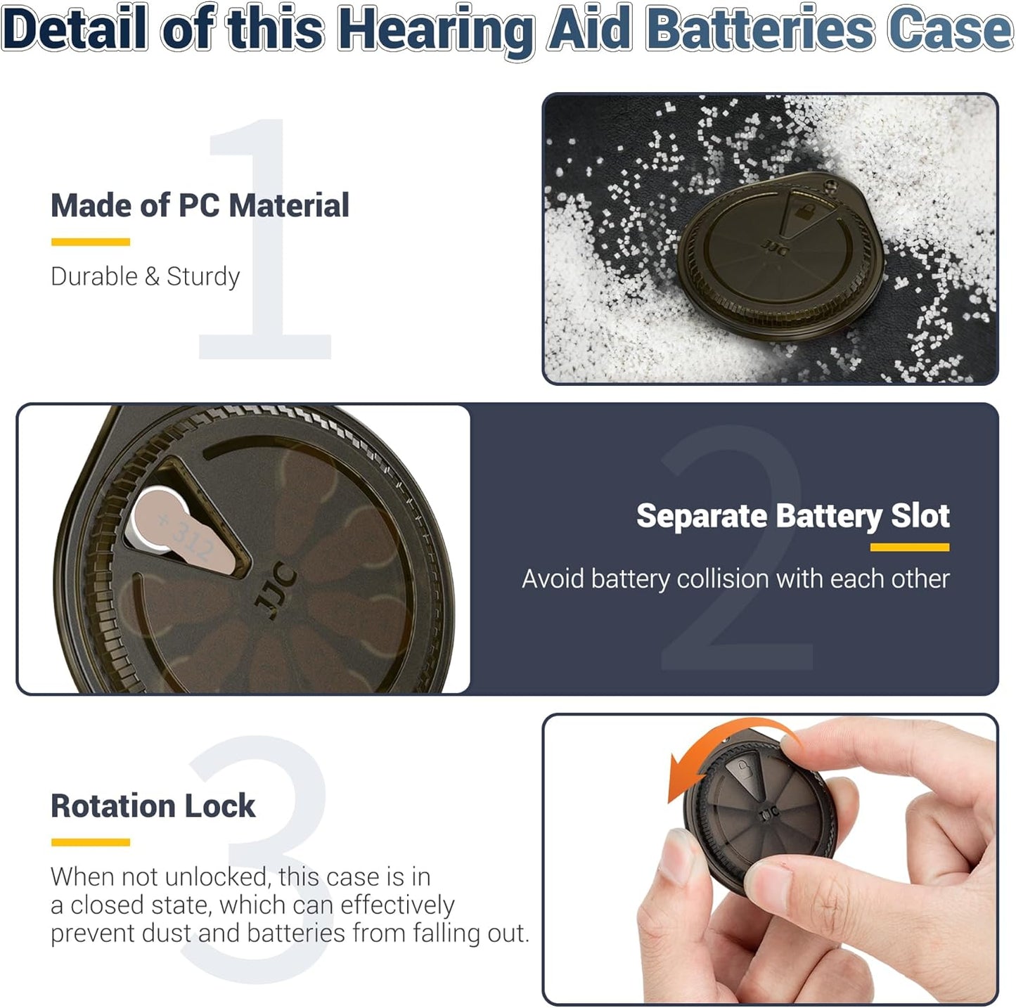 Kiorafoto LR41 312 8x Size312 A312 P312 312A PR41 P13 P10 LR41 AG3 Rotatable Size Hearing Aid Battery Case,Slim