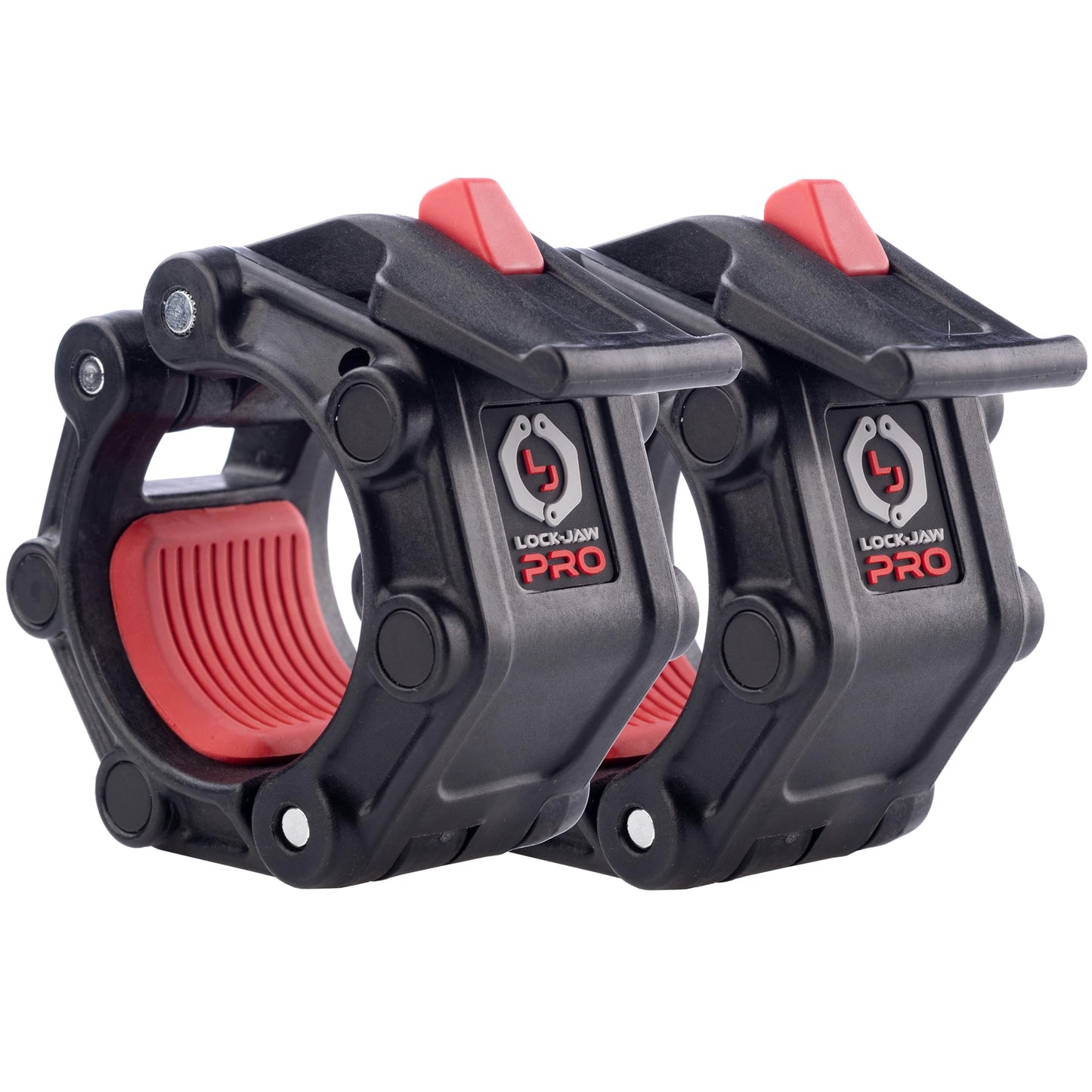 Lock-Jaw PRO 2 Barbell Collars with Magnets (Black) Barbell Clamps - 1 Pair Heavy Duty Bar Clamps for 2” & 50mm Olympic Bars – Secure Weight Bar Clamps for Strength Training & Home Gym Accessories