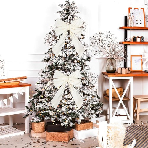 Hungdao Large White Wreath Bows - 12”x18” Waterproof Fabric for Outdoor Wedding & Home Decor