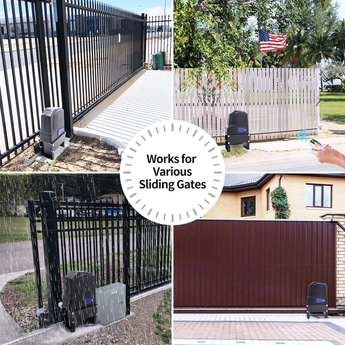 TOPENS CF800 Fast Sliding Gate Opener Chain Drive Automatic Gate Motor for Heavy Driveway Slide Gate Up to 1800 Pounds, Electric Gate Operator AC Powered with 20ft Roller Chain and Remote Control
