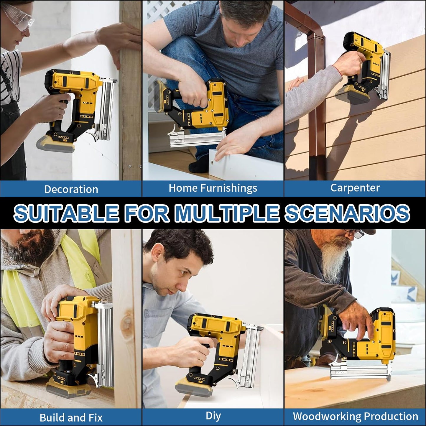18 Gauge Cordless Brad Nailer & Staple Gun for Dewalt 20V MAX Battery, 2-in-1 Battery Powered Electric Nail Gun with 1000 Nails for Woodworking, DIY, Framing & Home Improvement (No Battery)