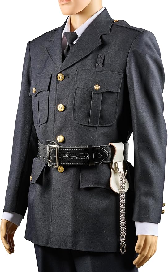 USMC Officer's Sword Frog Bundle Leather Saber Holder with Chrome Metal Chain for Ceremonial Sword