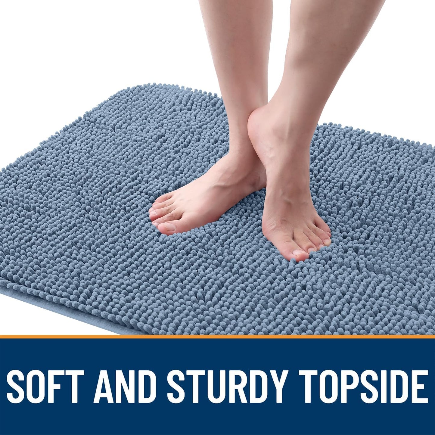 OLANLY Dog Door Mat - Absorbent Non-Slip Chenille Doormat for Muddy Paws | 30x20, Airy Blue