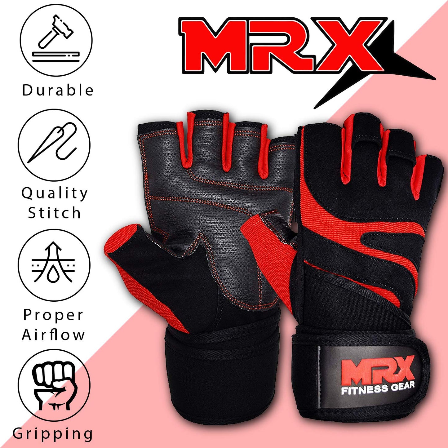 MRX Weightlifting Gloves for Men - Wrist Support Lifting Gloves | Workout Gym Accessories for Powerlifting