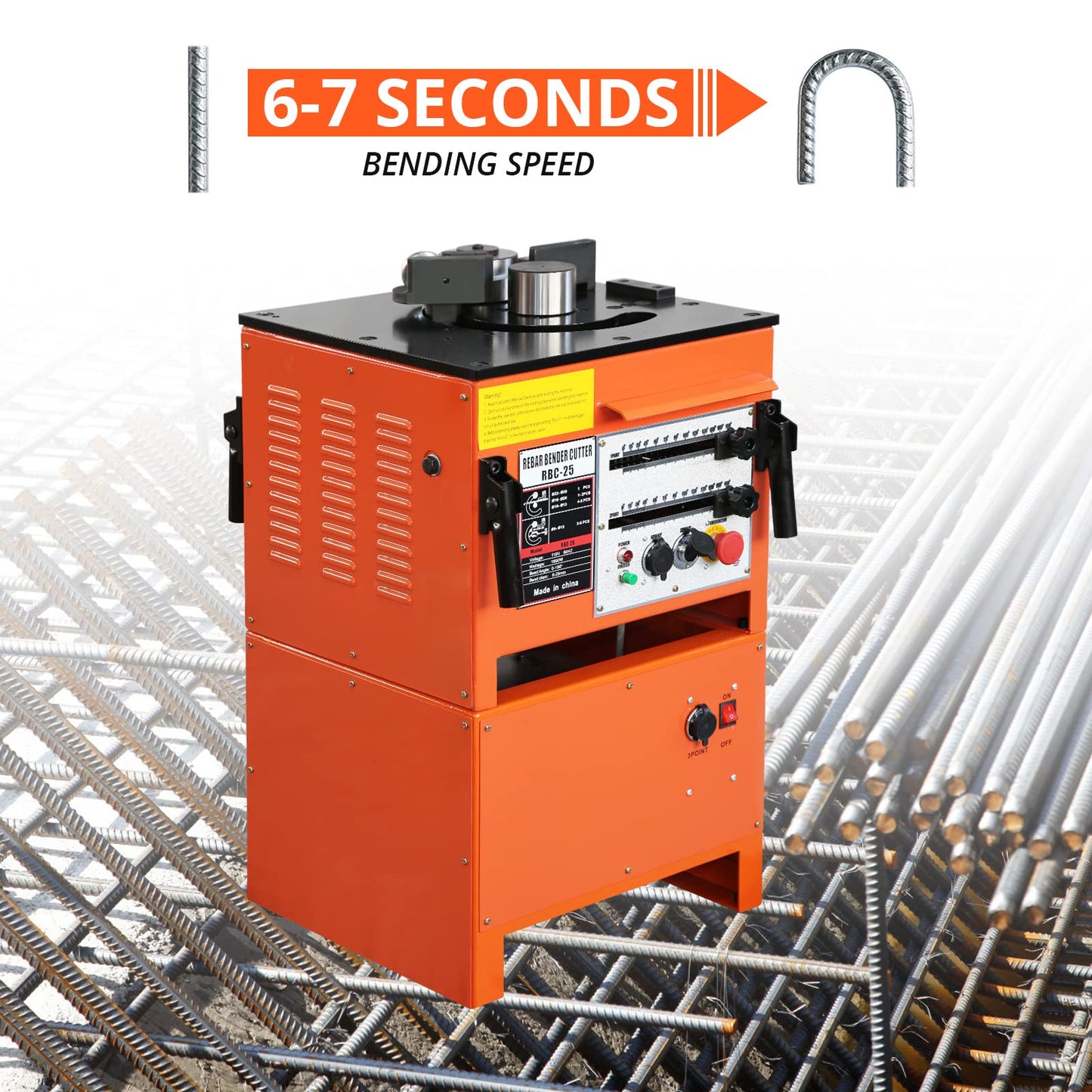 Electric Rebar Bender & Cutter Machine Rebar Steel Bender 1''/25 mm Max Rebar Diameter, Bending Machine For Bending Rebar, Steel Bar, Steel Rod (1600W Rebar Bender and Cutter)