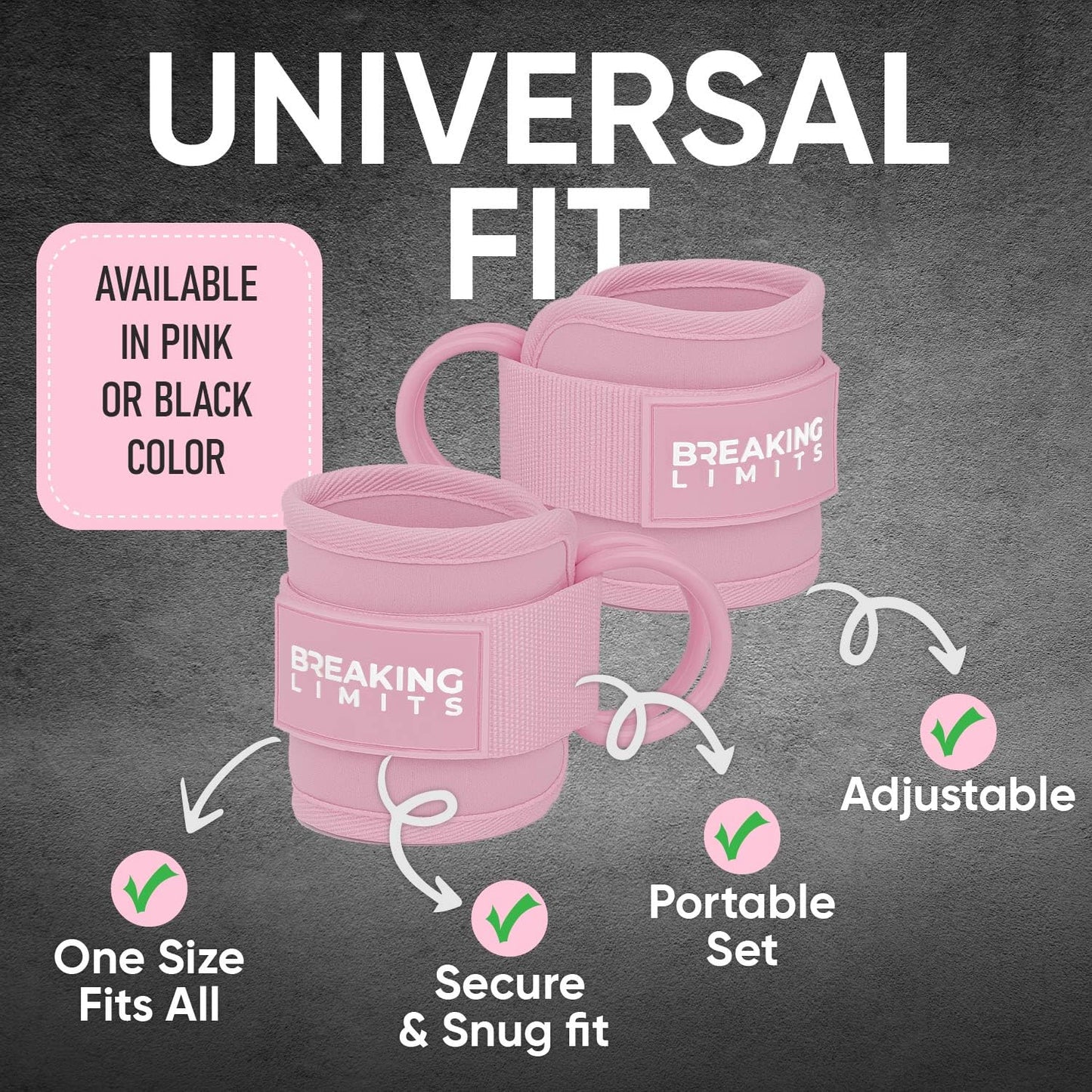 Pink Ankle Straps for Cable Machines Women - Cable Kick Back Ankle Cuffs for Cable Machine - Ankle Bands for Working Out - Tobilleras para Mujer Gym - Leg Cuffs for Gym Cable - Poleas para