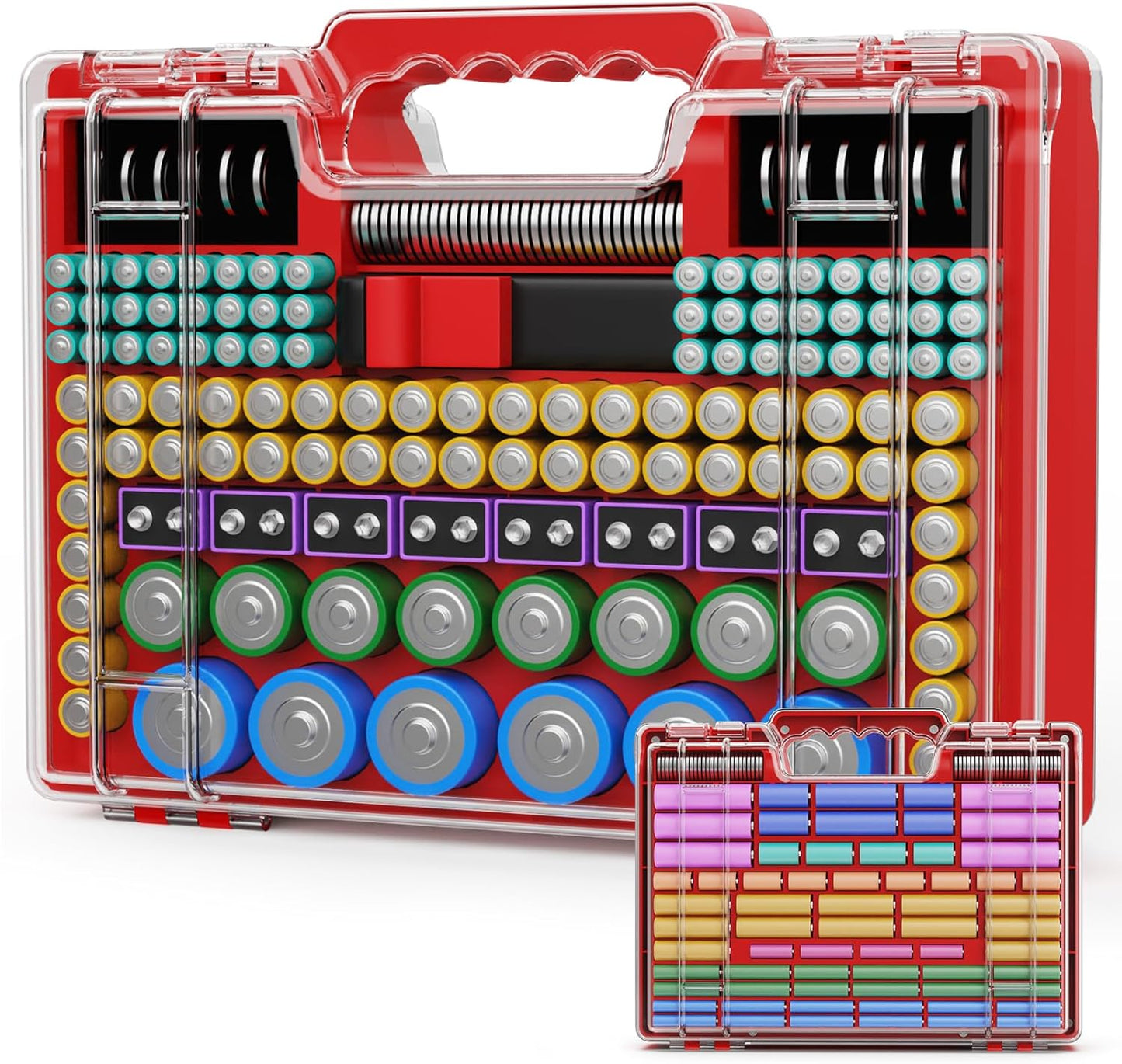 Tututry 262+ 4A 23A 9V 3V 4LR44 CR3 CR123A 18650 Battery Organizer Storage Holder Box Case with Tester, Ultra-Large