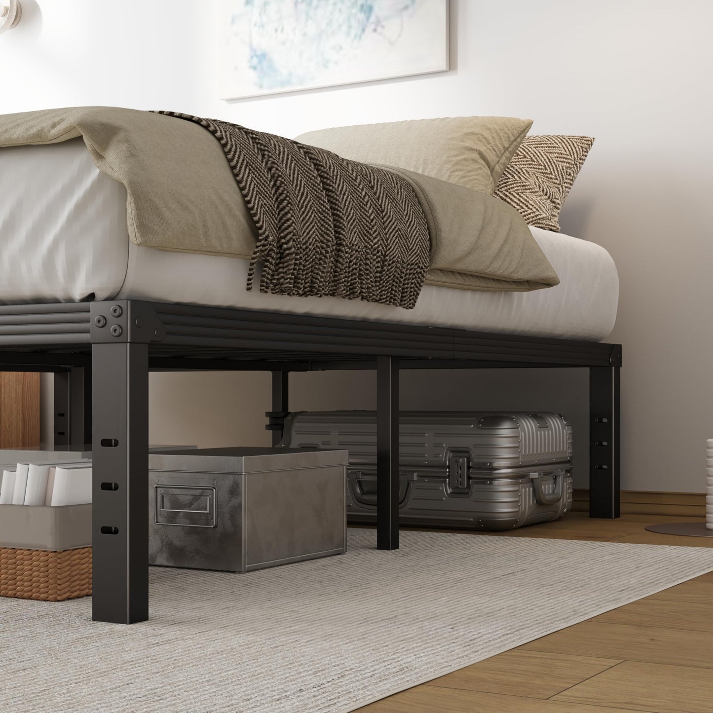 COMASACH Twin Size Bed Frame 16" Tall Heavy Duty, Metal Platform Bed Frame,Sturdy Steel Frame,No Box Spring Needed,Noise-Free,Easy Assembly