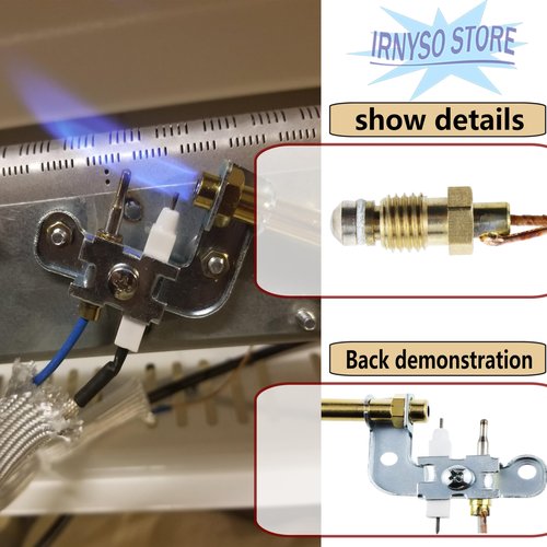 Irnyso Replacement combustor Heaters Propane Gas Wall ODS Pilot Assembly thermocouple Lighter 120630-02 fits Vanguard Comfort Flame Glo-Warm Cozy Heat Kozy World Pro Com Desa International etc