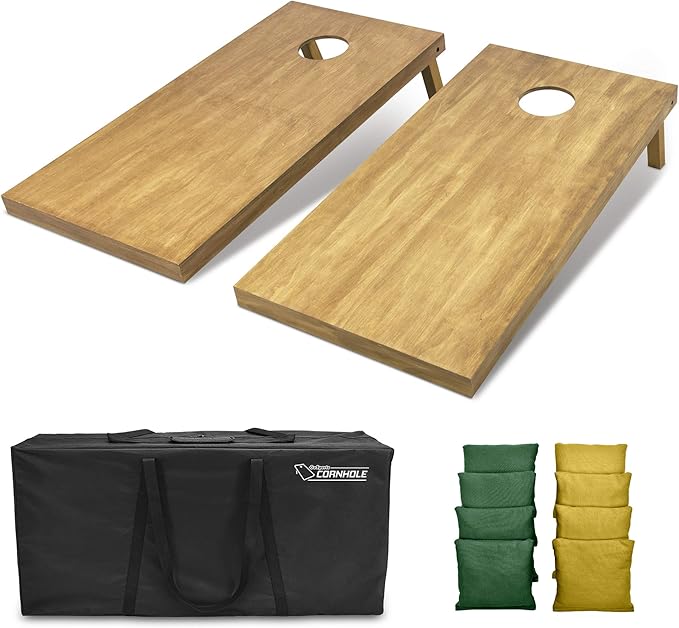GoSports 4 ft x 2 ft Regulation Size Wooden Cornhole Boards Set - Includes Carrying Case - Full Regulation Size Bean Bag Toss Boards