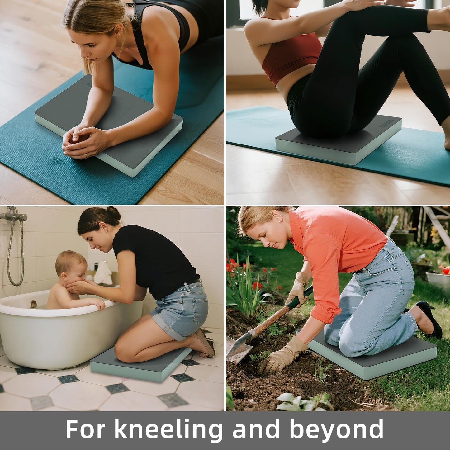WUWAN Yoga kneeling mat, 1.5inch Thick,Knee Push-ups, Plank Support & Yoga Elbows/Knees Mat Provides Cushion for Kneeling & Elbows (Green with leather front)