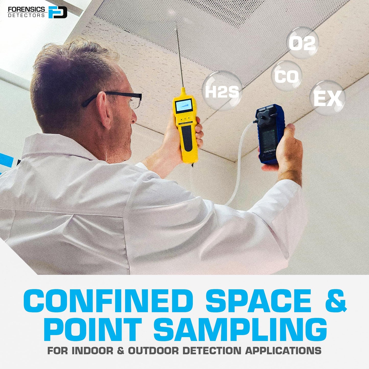 Multigas Detector Analyzer + Pump with Probe | USA NIST Calibration | Confined Space Entry Testing | USB Recharge | 4 Sensors - CO, H2S, O2, EX LEL | 4 Gas Monitor |