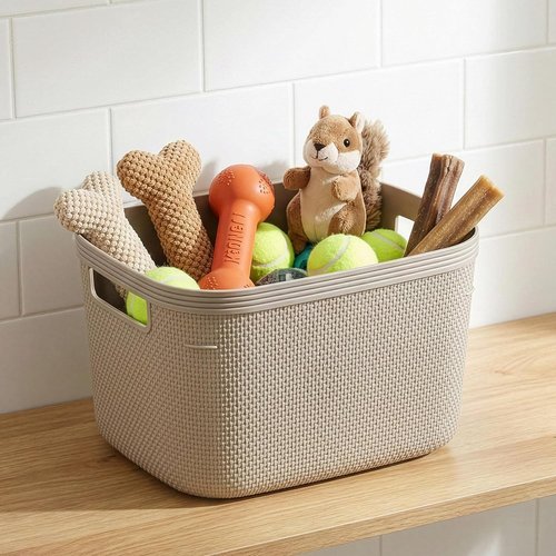 BINO Plastic Storage Bins - 5.5 Liter, 3 Pack in Taupe | Stylish Organization for Home & Pantry