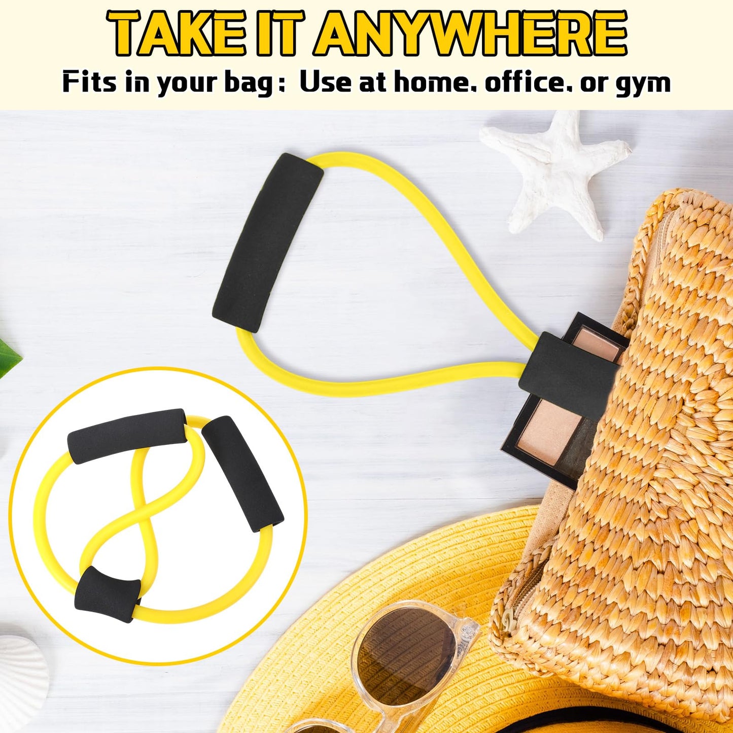 Halloscume 20 Pack Figure 8 Shaped Resistance Bands with Handles Bulk Exercise Fitness Bands Arms Shoulder Leg Stretching Gym Workout Equipment for Muscle Training Women Men (50 Lbs,Yellow)