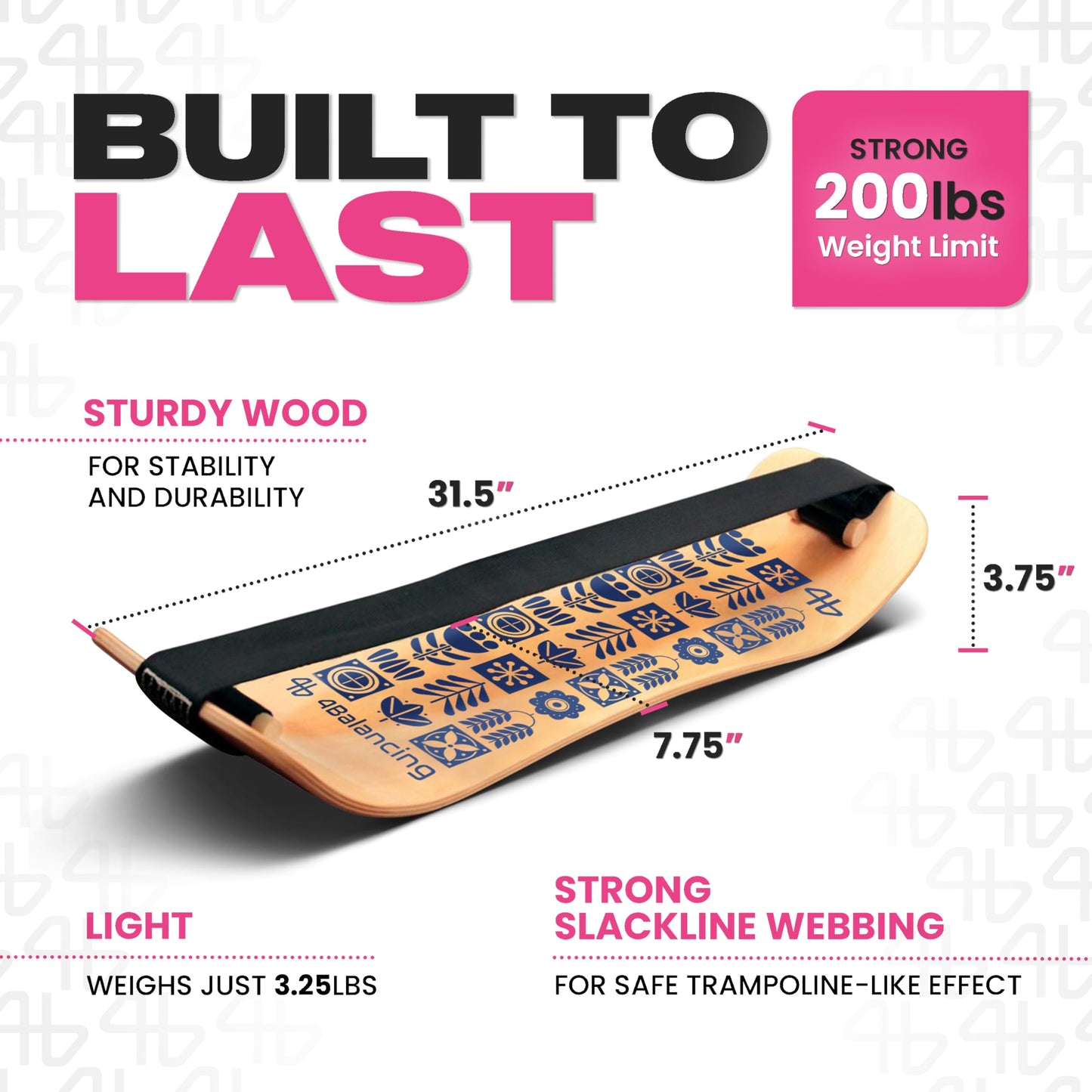 4Balancing Balance Trainer for Adults - Slackboard Standing Desk Balance Board and Home Workout Equipment, Balancing Trainer for Yoga, Strength, Coordination, Concentration - Blue