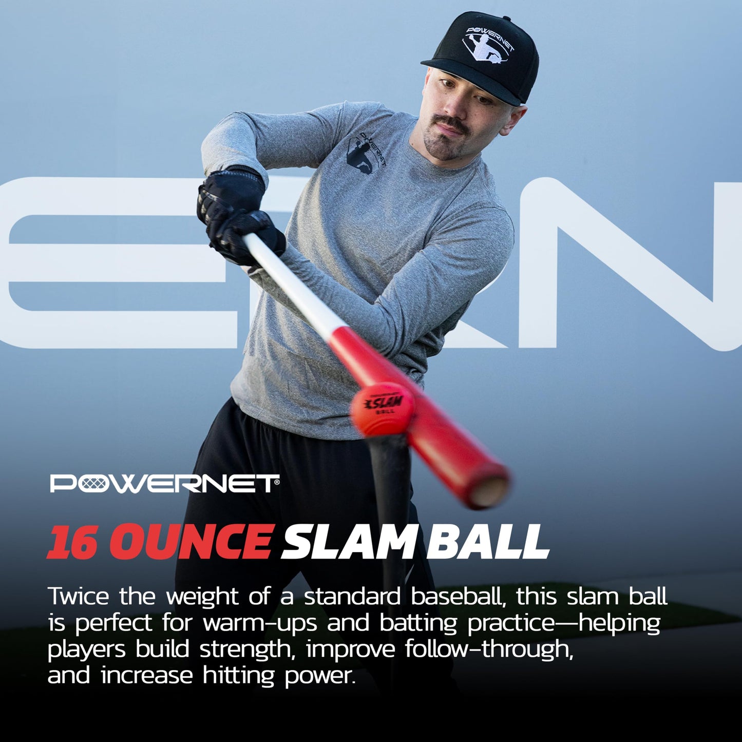 PowerNet Slam Ball 6-Pack, Baseball Size Weighted Ball with Textured Surface and Raised Seams, Training Equipment to Improve Hitting Power, 16 Oz Weighted Baseballs for Batting