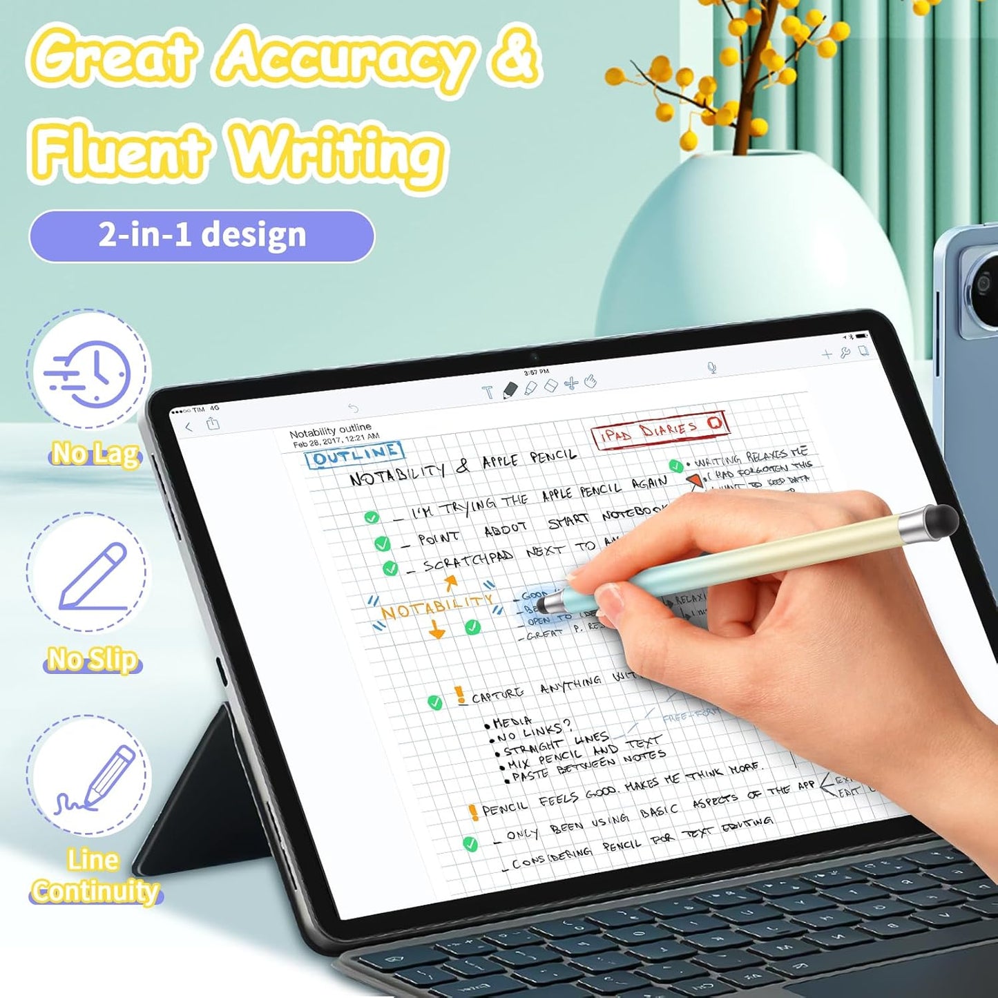 maylofi Stylus Pen for Touch Screens, Compatible with All Capacitive Touch Screens, Precision Rubber Tips& High