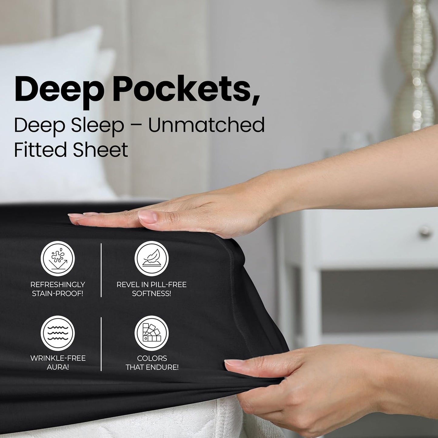 Utopia Bedding Full Fitted Sheet - Deep Pocket Soft Microfiber - Fade Resistant & Easy Care | Black