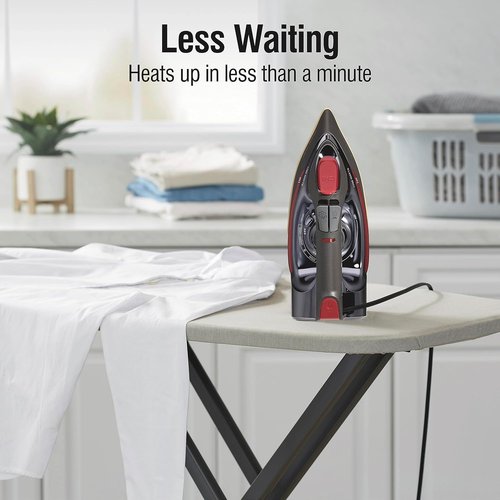 CHI Steam Iron - Professional Grade 1700 Watts with 8’ Retractable Cord & Titanium Soleplate - Black/Chrome