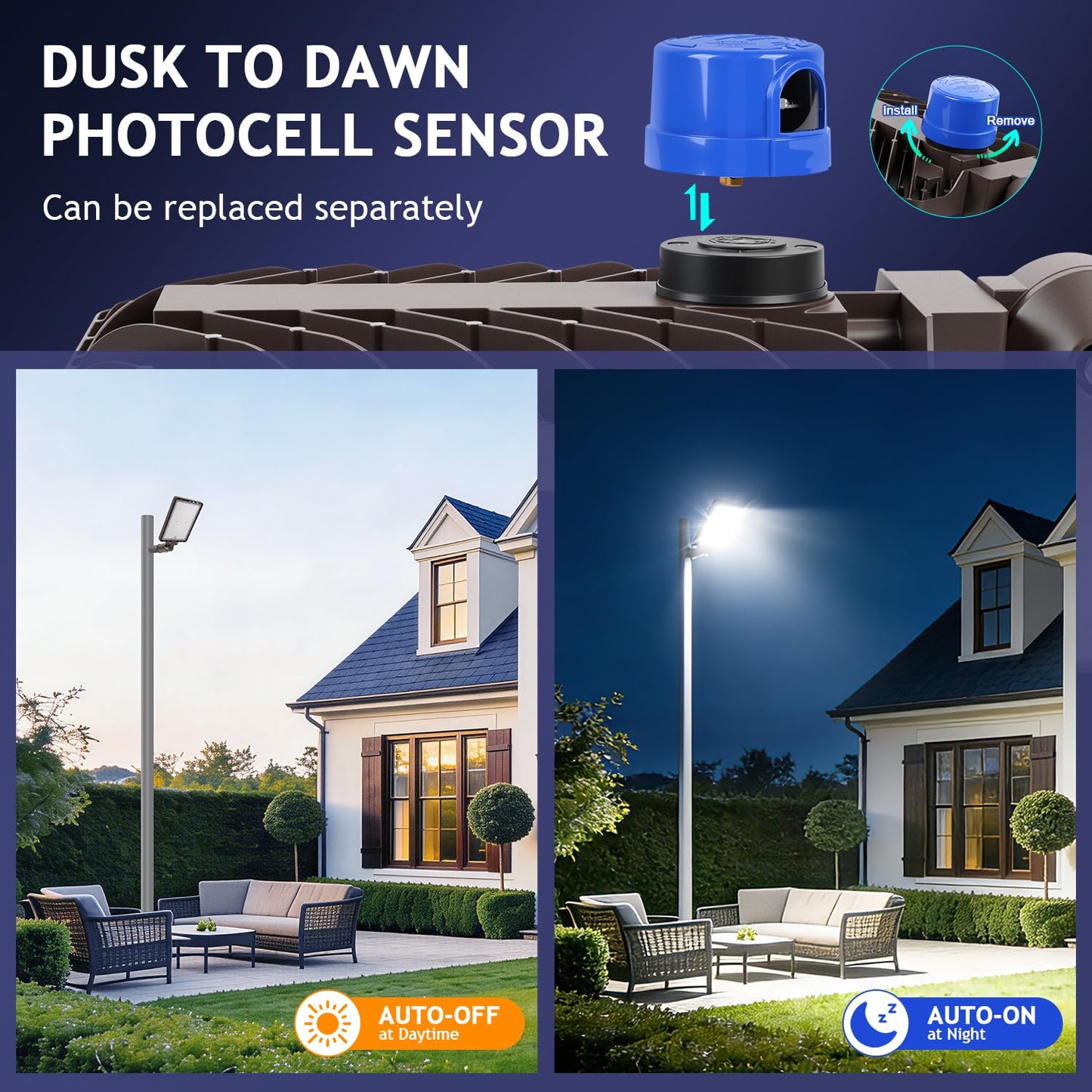 Dream Eeve 240W LED Parking Lot Light Slip Fitter Mount 36000LM Dusk to Dawn 5000K Parking Lot Lights Outdoor Area Security Commercial IP65 Waterproof 100-277V for Street Driveways Parking Lot