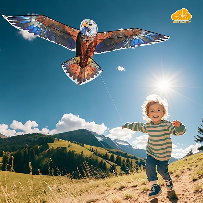 ORGCLDKT- 3D Lifelike Style Bird/Eagle Kite, Super Easy to Fly with, Ideal for Kids, Adults, Girls, Boys. Kites for The Beach, Grassland, Hiking