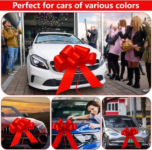 Big Car Bow - 30 Inch Giant Red Bow for Cars | Perfect for Birthdays, Weddings & Holidays