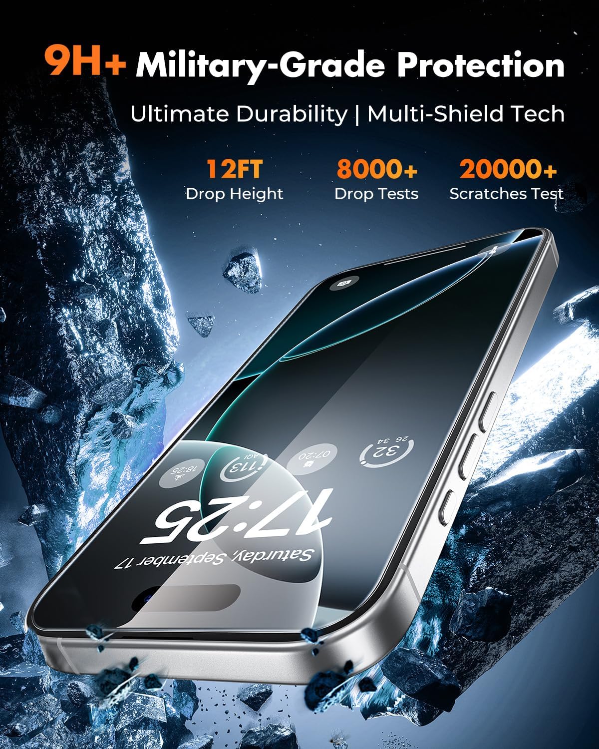 16 4+2 Pack [9H+ UNBREAKcable for iPhone Pro Screen Protector Military-Grade Shatterproof] [Effortless Bubble-Free
