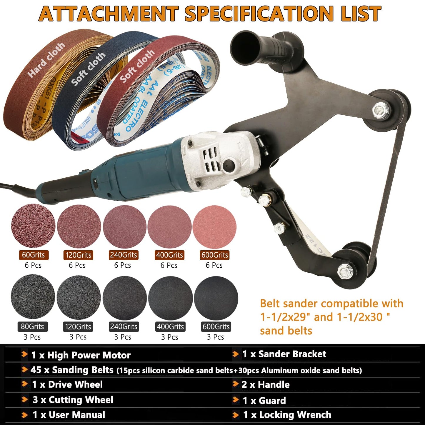 1280W Pipe Belt Sander - Industrial Grade Pipe Tube Polishing Sandingwith 6 Variable Speeds,Suitable for Polishing Various Circular Pipe Materials,Woodworking and Metal Rust Removal(45Pcs Belts).