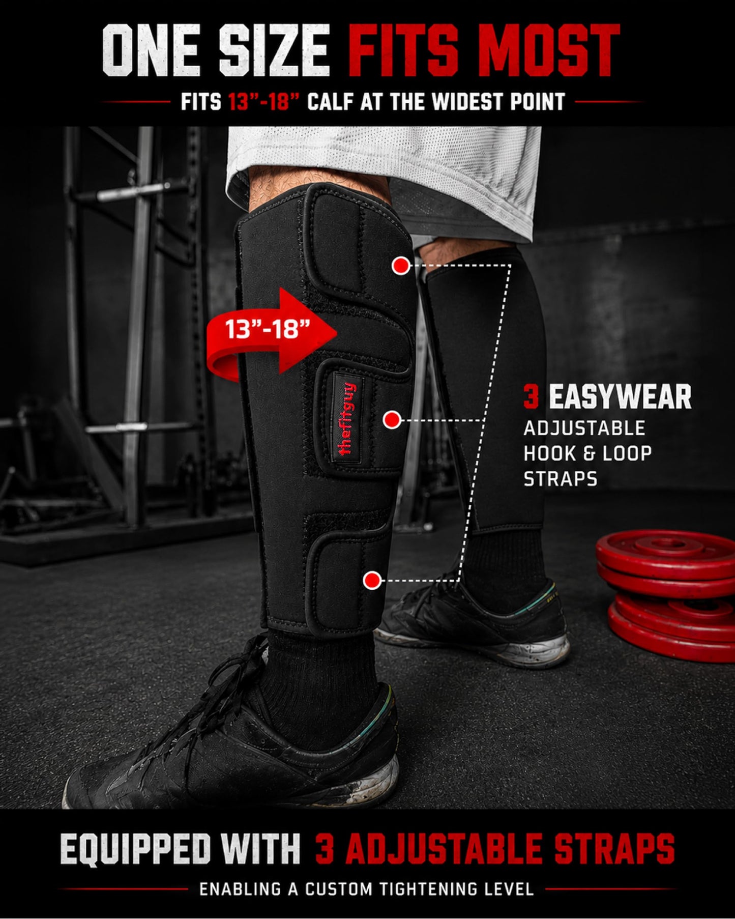 THEFITGUY Ultra Weightlifting Shin Guards | 10mm Shock-Absorbing Front Projection | Detachable Straps | Easy On-Off | 2 Extra Straps Included | For Deadlifts, Snatches, Cleans, Cross-Training and More