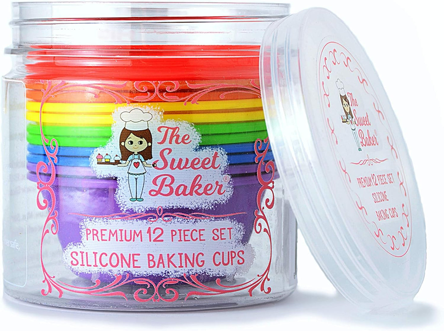 Professional Silicone Baking Cups - Premium 12 Piece Set | Reusable BPA-Free Cupcake & Muffin Pans