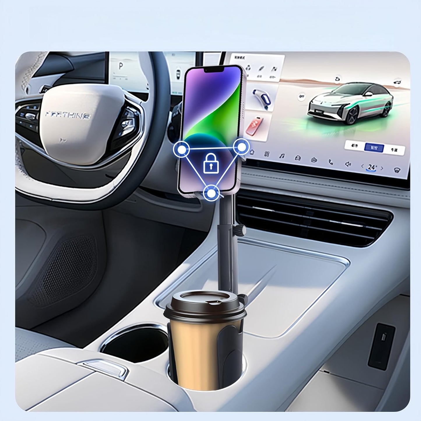 BNTTEAM 4.7-7.2 inch) Upgrade Universal Cup Car Mount Stand Bracket Height Adjustable for All Phone Fit All Car Display