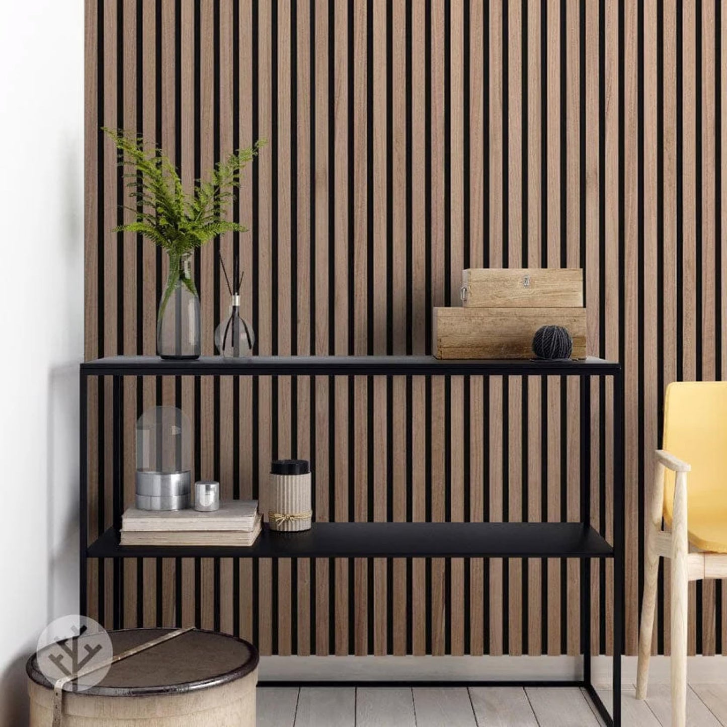 WVH Luxury American Walnut Acoustic Slat Wood Wall Panels, Measures 94.49" x 25.20", Premium Finish, Interior Decor for Walls & Ceilings, Noise Cancelling & Sound Absorbing for Home & Office, 2pcs