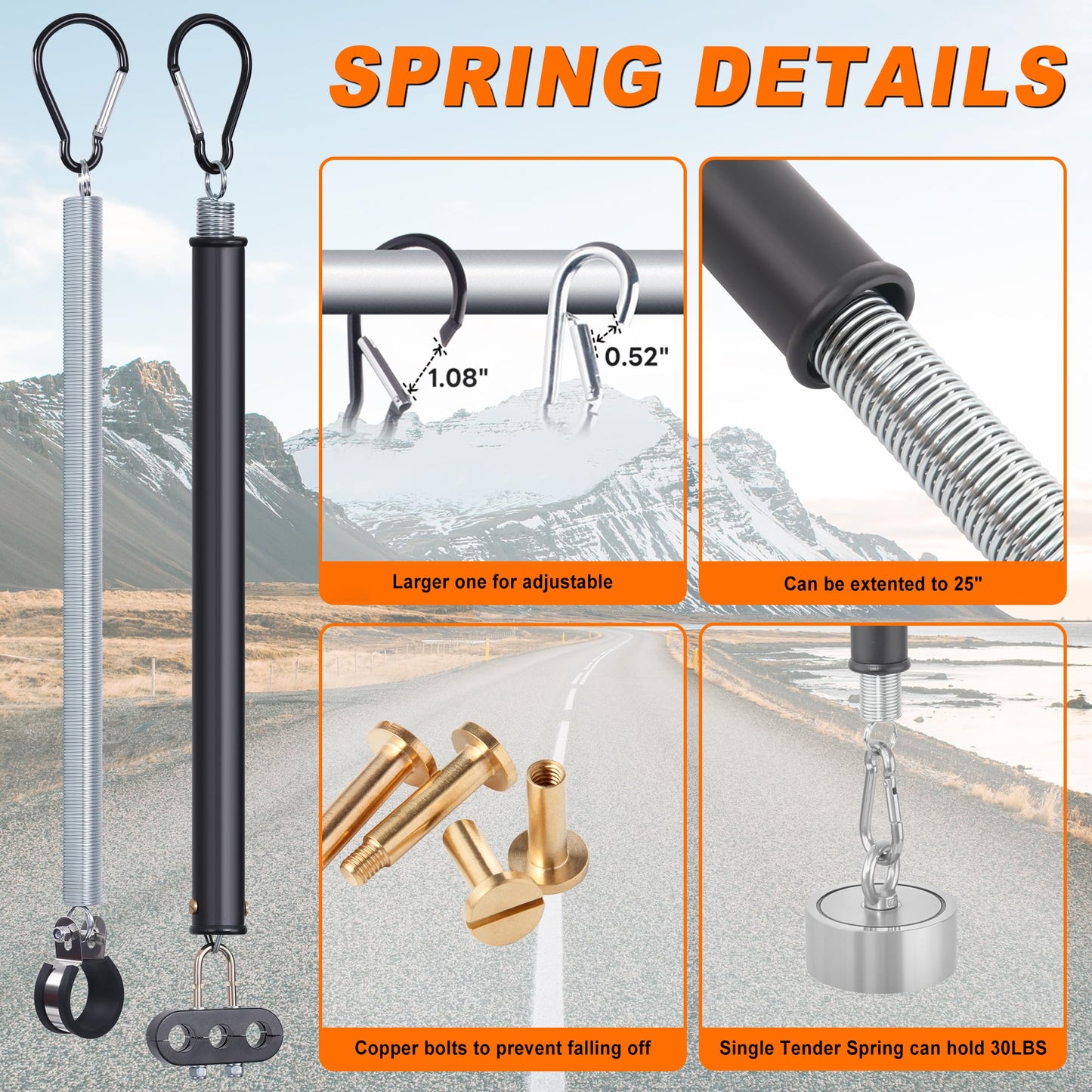 15FT Air Line Hose Kits, 3 in 1 Air Line for Truck Tractor Trailer, Semi AirLine Assembly with Gladhand, Gladhand Holder, Extension Handles, 16IN Tender Spring Kit, 7 Way Trailer Connect Socket