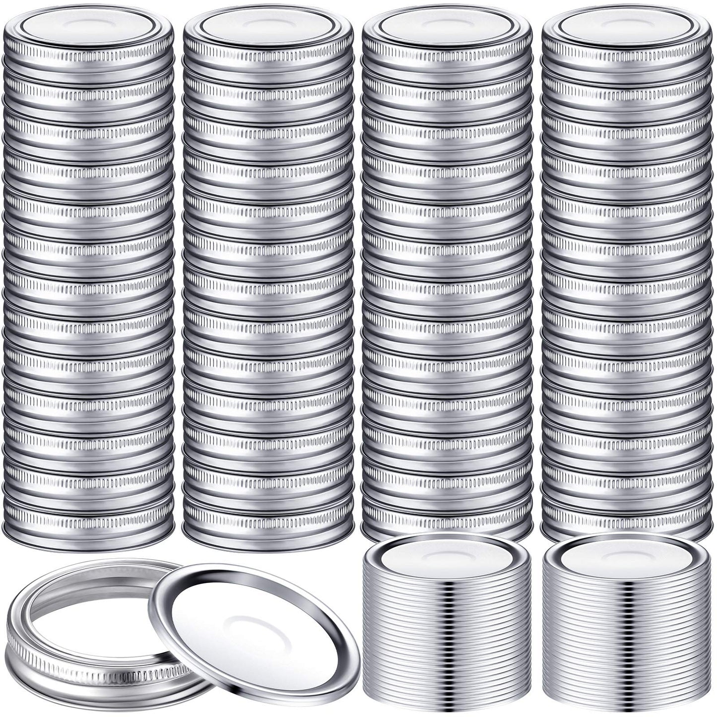Patelai 100 Pcs Regular Mouth Canning Lids with Rings 70mm Mason Jar Lids with Bands Split Type Mason Canning Jar Rings, Food Grade Material, Leak Proof, Airtight